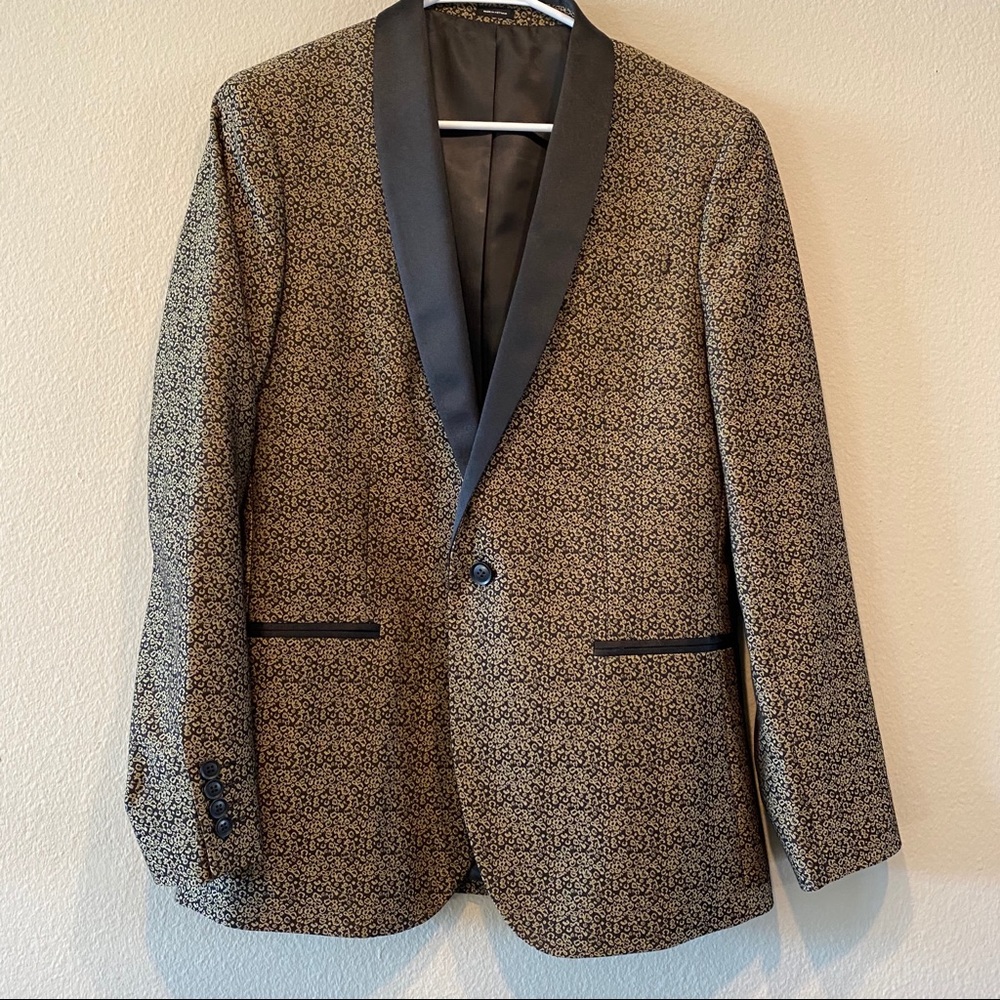 Jf J Ferrar Slim fit Gold print tuxedo jacket 40S